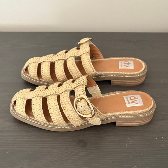 DV By Dolce Vita Falcon Raffia Buckle Mules Slip On Natural Size 8 - Picture 2 of 13